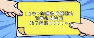 10W+的爆款疯颠图文，引爆你的流量，单日变现1k【揭秘】-网创小站
