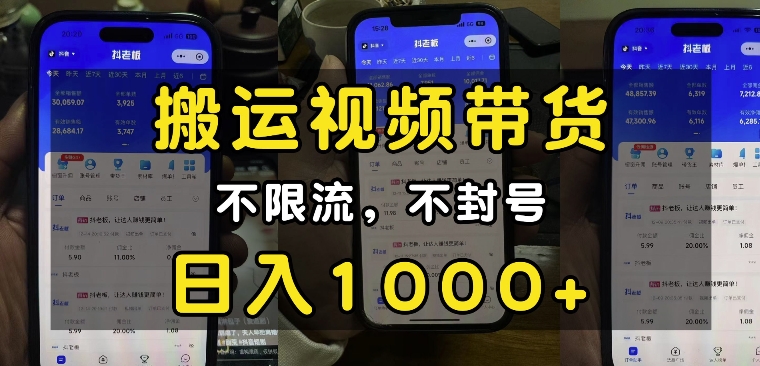 “小白必看”搬运视频带货玩法,不限流,不封号,纯自然流,日入1k-网创小站