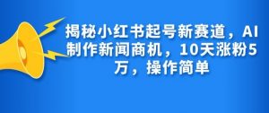 揭秘小红书起号新赛道，AI制作新闻商机，10天涨粉1万，操作简单-网创小站