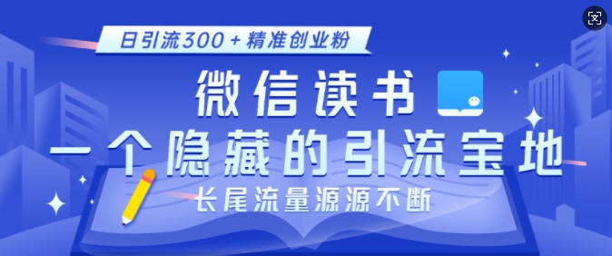 微信读书，一个隐藏的引流宝地，不为人知的小众打法，日引流300+精准创业粉，长尾流量源源不断-网创小站