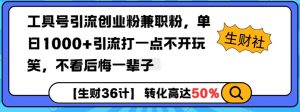 工具号引流创业粉兼职粉，单日1000+引流打一点不开玩笑，不看后悔一辈子【揭秘】-网创小站