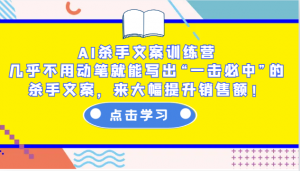 AI杀手文案训练营：几乎不用动笔就能写出“一击必中”的杀手文案，来大幅提升销售额！-网创小站