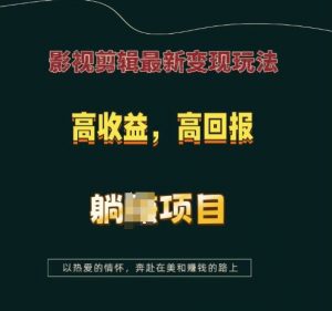 影视剪辑最新变现玩法，高收益，高回报，躺Z项目【揭秘】-网创小站