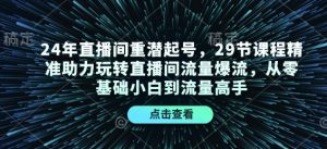 24年直播间重潜起号，29节课程精准助力玩转直播间流量爆流，从零基础小白到流量高手-网创小站