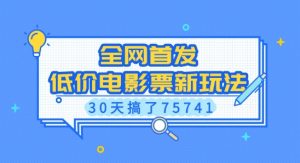 全网首发，低价电影票新玩法，已有人30天搞了75741【揭秘】-网创小站