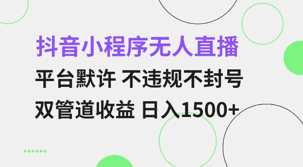 抖音小程序无人直播 平台默许 不违规不封号 双管道收益 日入多张 小白也能轻松操作【仅揭秘】-网创小站