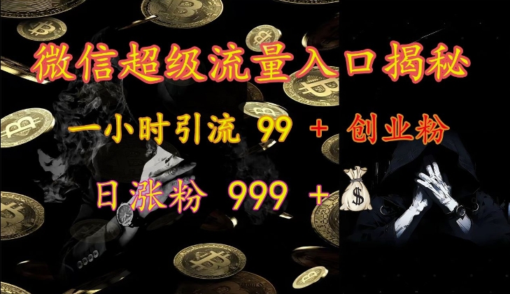 微信超级流量入口揭秘:一小时引流 99 + 创业粉,日涨粉 999 +-网创小站