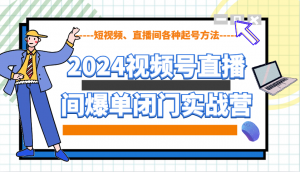 2024视频号直播间爆单闭门实战营，教你如何做视频号，短视频、直播间各种起号方法-网创小站