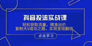 抖音投流实战课，轻松获取流量，精准出价，复制大V成功之路，实现变现翻倍-网创小站