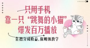 只用手机靠一只“跳舞的小猫”爆发百万播放，狂撸分成收益，保姆级教学-网创小站