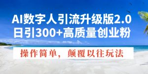 AI数字人引流升级版2.0,日引300+高质量创业粉,操作简单,颠覆以往玩法-网创小站