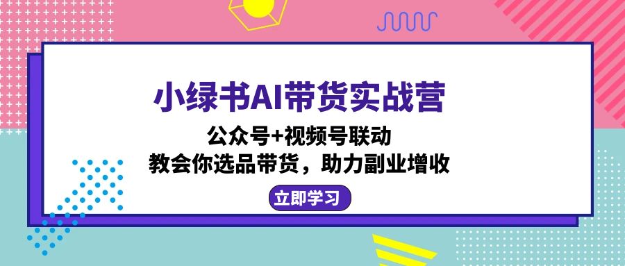 小绿书AI带货实战营：公众号+视频号联动，教会你选品带货，助力副业增收-网创小站