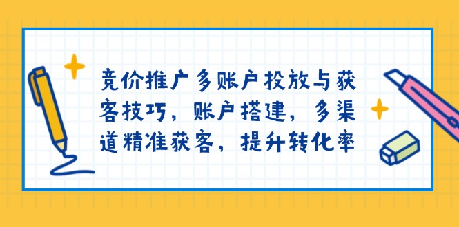 竞价推广多账户投放与获客技巧，账户搭建，多渠道精准获客，提升转化率-网创小站