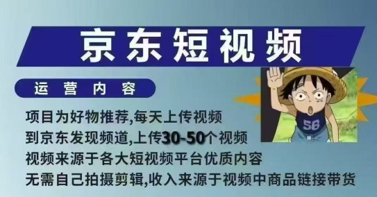 京东短视频带货课，无需自己拍摄剪辑，保姆式教学，两天快速上手-网创小站