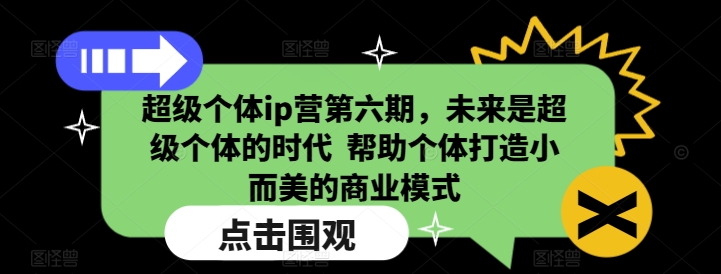 超级个体ip营第六期，未来是超级个体的时代  帮助个体打造小而美的商业模式-网创小站