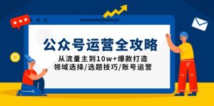 公众号运营全攻略：从流量主到10w+爆款打造，领域选择/选题技巧/账号运营-网创小站