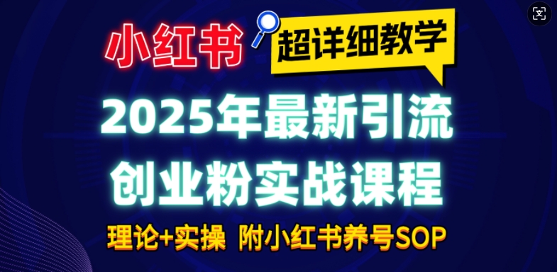 2025年最新小红书引流创业粉实战课程【超详细教学】小白轻松上手，月入1W+，附小红书养号SOP-网创小站