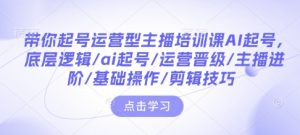 带你起号运营型主播培训课AI起号，底层逻辑/ai起号/运营晋级/主播进阶/基础操作/剪辑技巧-网创小站