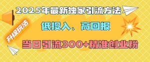 2025年最新独家引流方法,低投入高回报?当日引流300+精准创业粉-网创小站