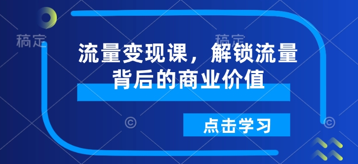流量变现课,解锁流量背后的商业价值-网创小站