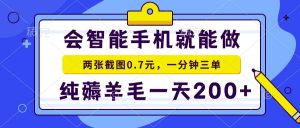 会智能手机就能做，两张截图0.7元，一分钟三单，纯薅羊毛一天200+-网创小站