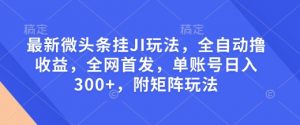 最新微头条挂JI玩法，全自动撸收益，全网首发，单账号日入300+，附矩阵玩法【揭秘】-网创小站