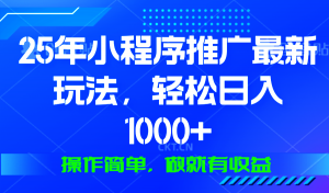 25年微信小程序推广最新玩法，轻松日入1000+，操作简单 做就有收益-网创小站