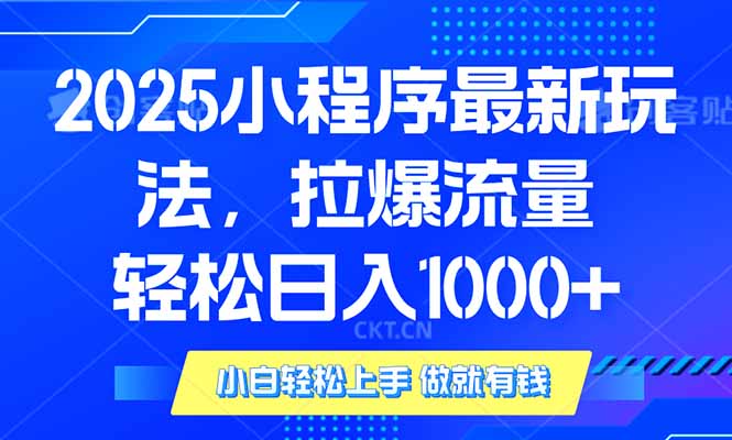 2025年小程序最新玩法，流量直接拉爆，单日稳定变现1000+-网创小站