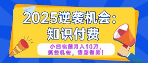 2025逆袭项目——知识付费，小白也能月入10万年入百万，抓住机会彻底翻...-网创小站