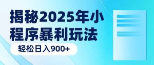 揭秘2025年小程序暴利玩法:轻松日入900+-网创小站