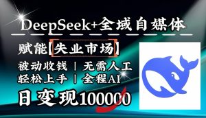 降维打击，DeepSeek+失业市场，全自动操作，结合人人刚需，单月利润轻松破100000＋-网创小站