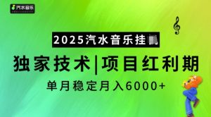 2025汽水音乐挂JI，独家技术，项目红利期，稳定月入5k【揭秘】-网创小站