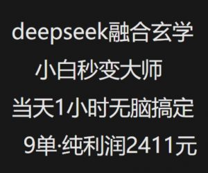 抖音小红书deepseek融合玄学，纯小白秒变大师，当天1小时无脑搞定9单，纯利润上千-网创小站