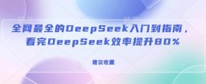 全网最全的DeepSeek入门到指南，看完DeepSeek效率提升80%(建议收藏)-网创小站