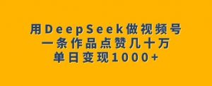 用DeepSeek做视频号，一条作品点赞几十万，单日变现1k-网创小站
