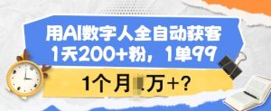 用AI数字人全自动获客，1天200+粉，1单99，1个月1个W+?-网创小站