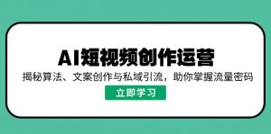AI短视频创作运营，揭秘算法、文案创作与私域引流，助你掌握流量密码-网创小站