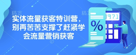 实体流量获客特训营，​别再苦苦支撑了赶紧学会流量营销获客-网创小站