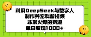利用DeepSeek与数字人制作养宠科普视频，非常火爆的赛道，单日变现多张-网创小站