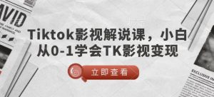 TikTok影视解说课，小白从0-1学会TK影视变现-网创小站