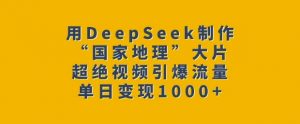 用DeepSeek制作“国家地理”大片，超绝视频引爆流量，单日变现多张-网创小站
