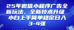 2025年微信小程序最新玩法纯小白易上手，稳定日入多张，技术全新升级【揭秘】-网创小站