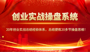 创业实战操盘系统，20年创业实战总结经验体系，总结提炼20多节操盘思维！-网创小站