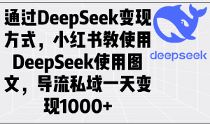 通过DeepSeek变现方式，小红书教使用DeepSeek图文，导流私域一天变现1000+-网创小站