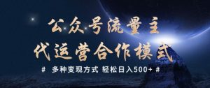 公众号流量主代运营  多种变现方式 轻松日入5张【揭秘】-网创小站