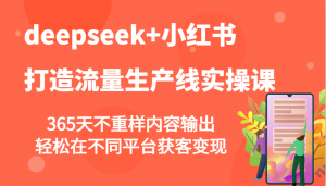 deepseek+小红书打造流量生产线实操课，365天不重样内容输出，轻松在不同平台获客变现-网创小站