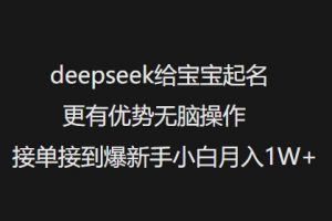 deepseek给宝宝起名更有优势无脑操作接单接到爆新手小白月入1W+-网创小站