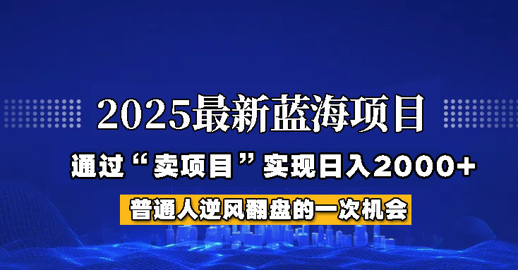 2025年蓝海项目,如何通过“网创项目”日入2000+-网创小站
