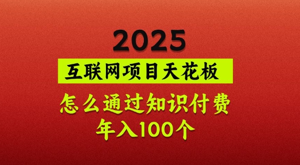 2025项目天花板，普通怎么通过知识付费翻身，年入百个【揭秘】-网创小站