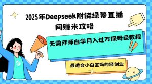 2025年Deepseek附能绿幕直播间挣米攻略无需拜师自学月入过W保姆级教程，最适合小白宝妈的轻创业-网创小站